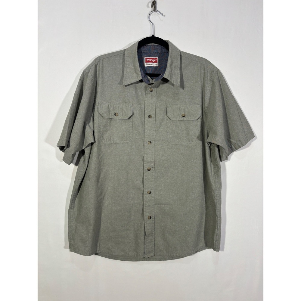 Workwear Casual Wrangler Button Down Shirt Mens Large Olive Green